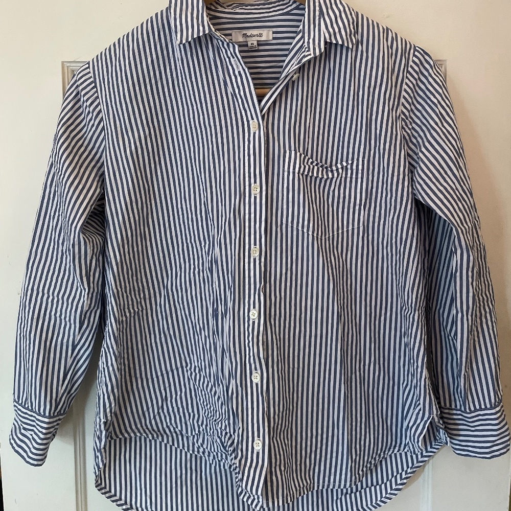 Navy Stripped Button Down